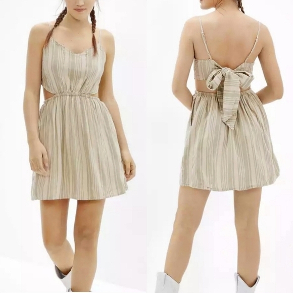 American Eagle Outfitters Dresses & Skirts - American Eagle Outfitters Striped Mini Dress - Beige and White